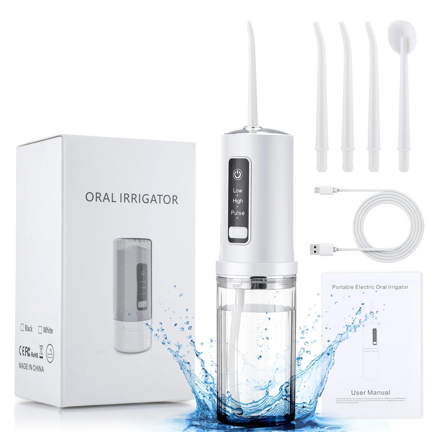 Water Flosser, Water Dental Flosser Pick For Teeth Portable Oral Irrigator USB Rechargeable Water Flosser Dental Water Jet 230ML Water Tank Waterproof Teeth Cleaner For Oral Care