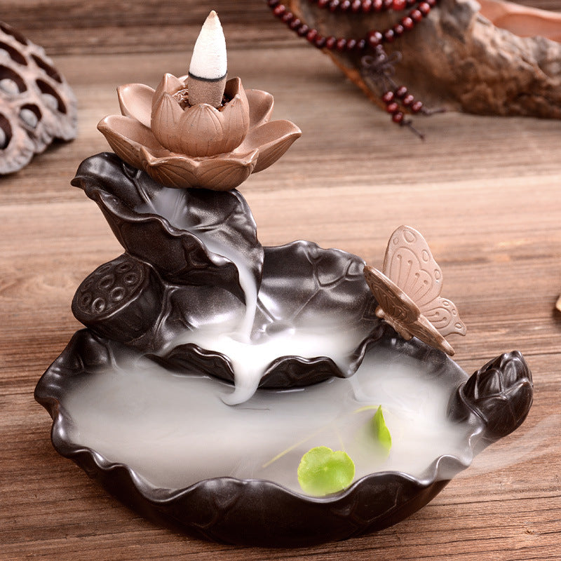 Ceramic backflow incense burner