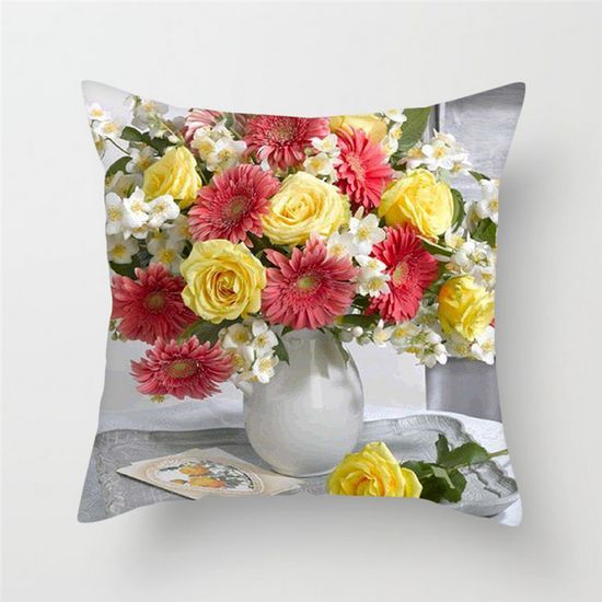 Colorful sunflower cushion cover