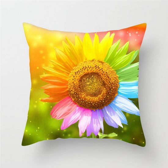 Colorful sunflower cushion cover