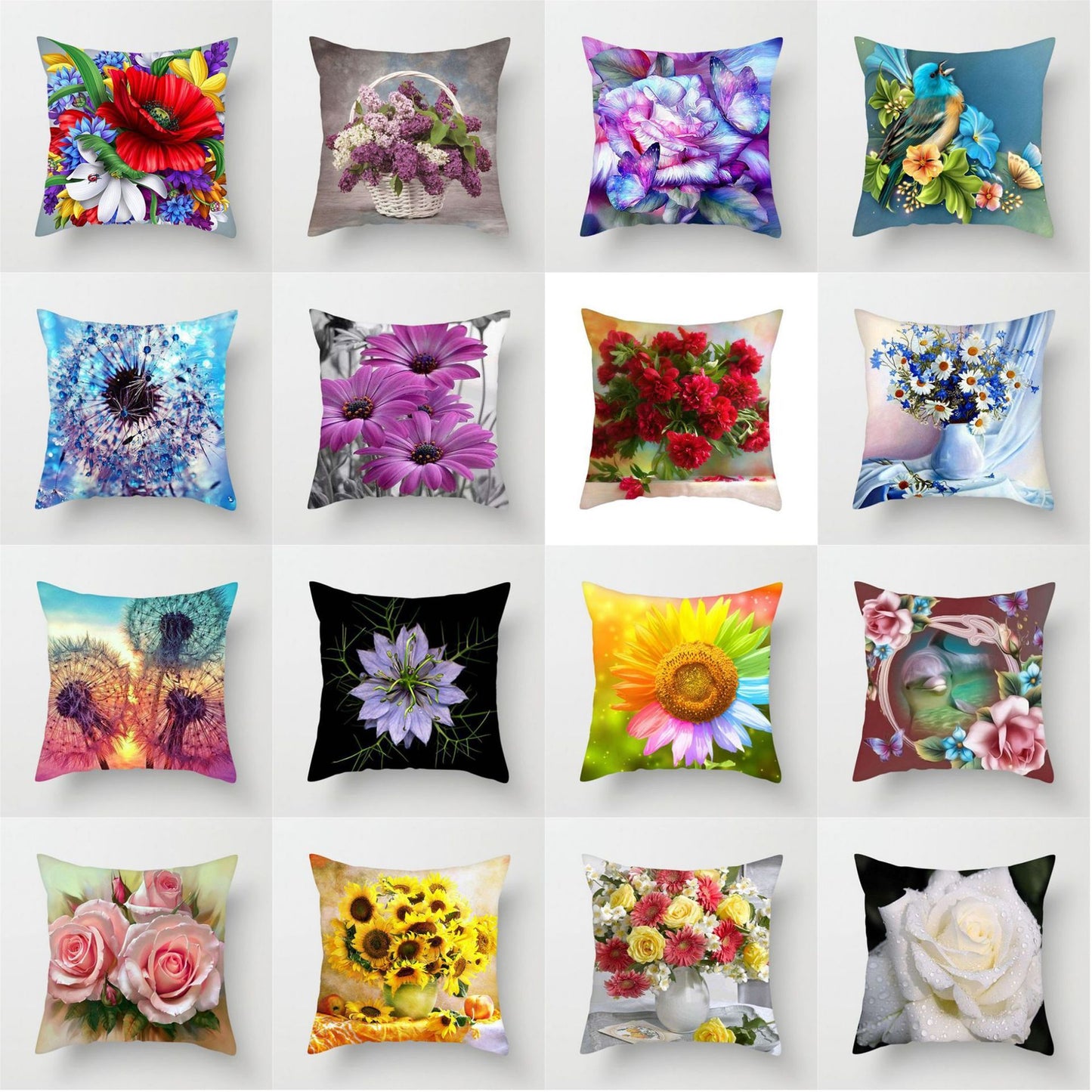 Colorful sunflower cushion cover