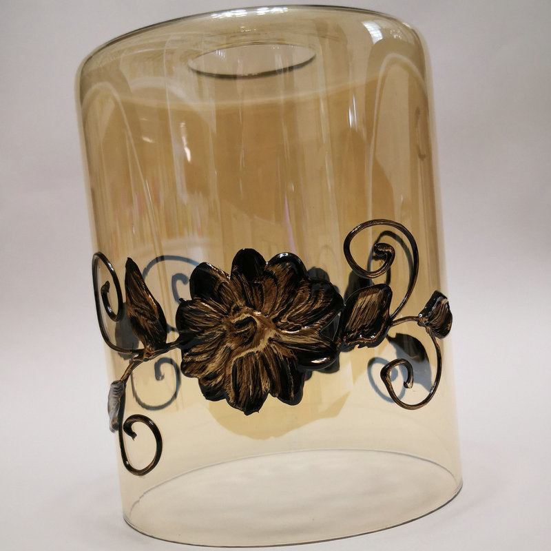 Amber Painted Back Glass Lampshade