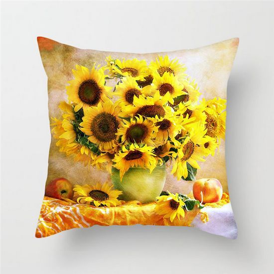 Colorful sunflower cushion cover