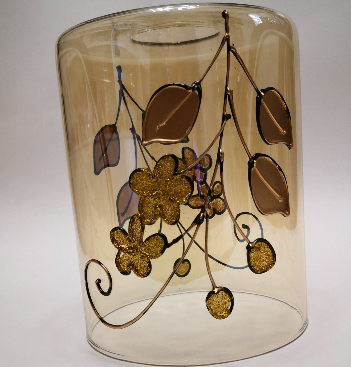 Amber Painted Back Glass Lampshade