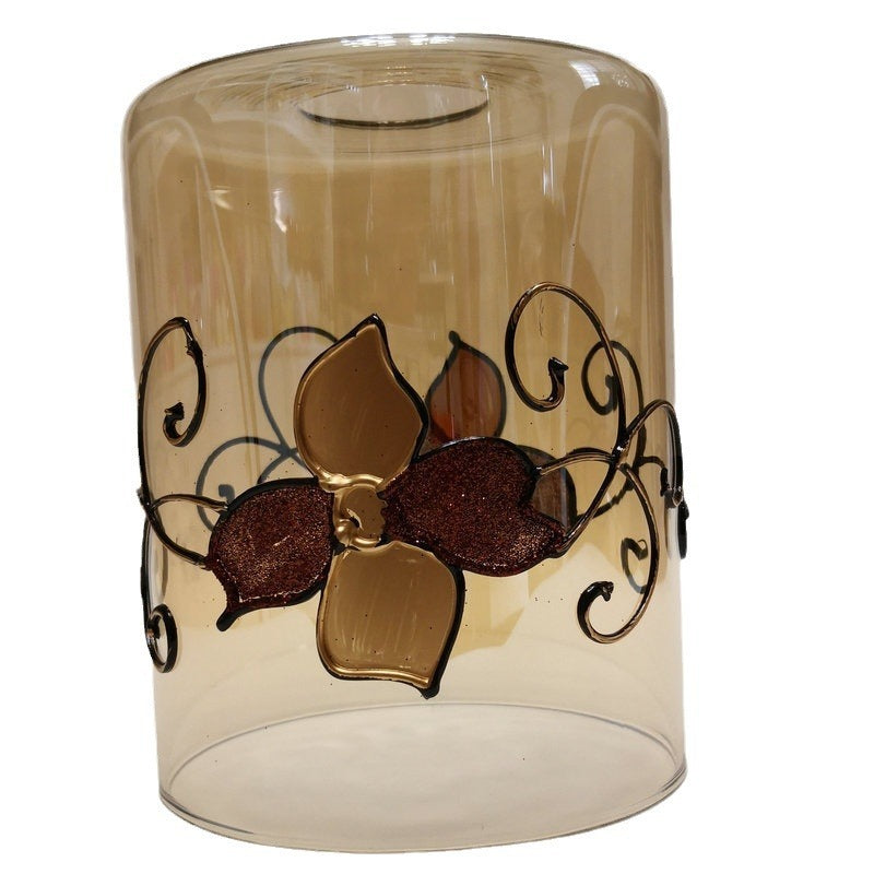 Amber Painted Back Glass Lampshade